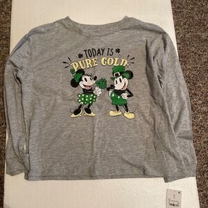 Disney Mickey and Minnie St. Patrick Day Long Sleeve Girls XL Tee